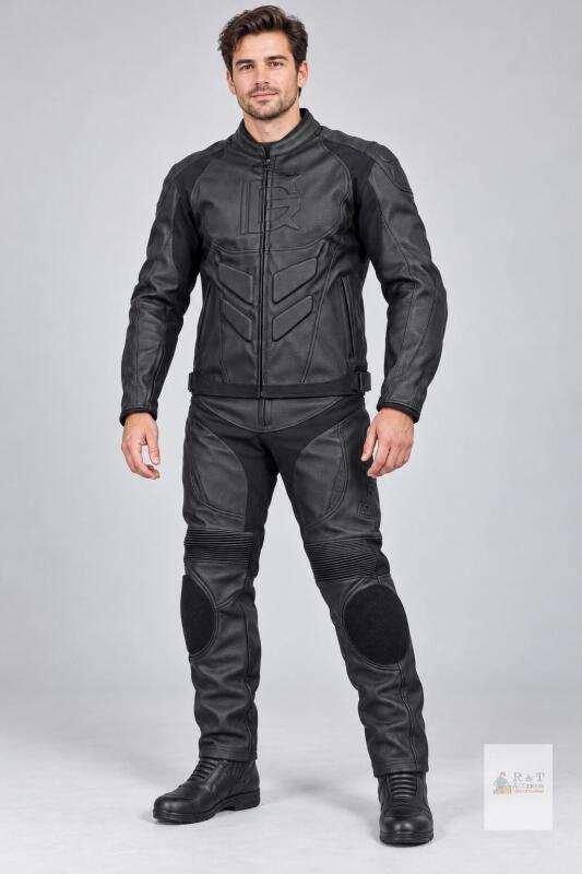NEW Ghost Racing 2-Piece Motorcycle Suit XL, CE-Approved Armor Set, Synthetic Leather, New, Black