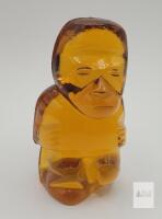 Hand-Carved Baltic Amber Figurine &ndash; Abstract Human Figure, 4 Inches Tall