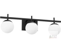 NEW Ralbay 3-Light Mid Century Modern Bathroom Vanity Light, Matte Black with Milky Glass Globes