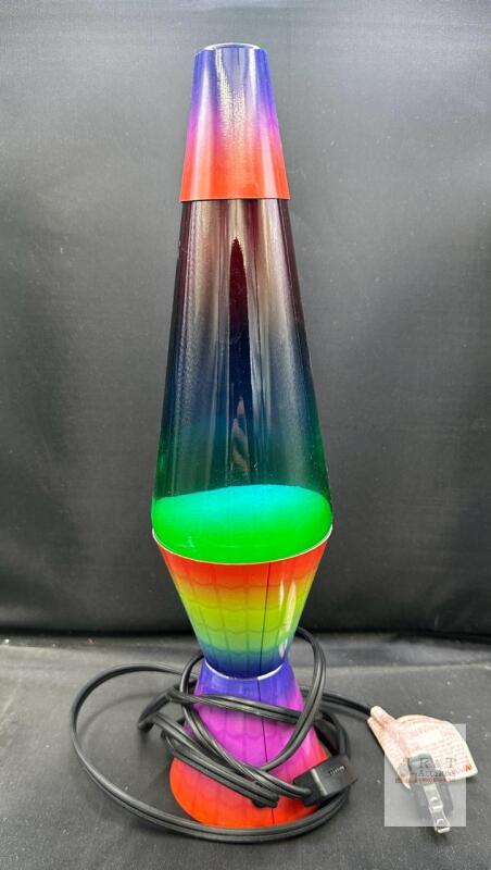 Motion and Glitter Lava Lamp Model 2000, 14.5" Tall, Rainbow Gradient, 25W Bulb