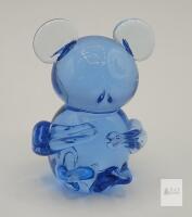 United States Commemorative Fine Art Gallery Blue Glass Bear Figurine, 2.75" Tall