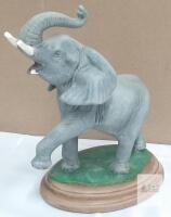 Vintage Ceramic Elephant Figurine with Raised Trunk, Marked 3187