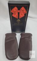 Zavelio Unisex Sheepskin Leather Mittens, Brown, Small, Genuine Sheepskin Lining, With Box
