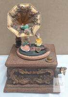 Antique-Style Gramophone Wind-Up Music Box by Innovation, Dancing Mice Theme, Taiwan