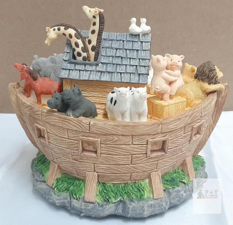 Innovation Noah&rsquo;s Ark Resin Musical Figurine, Made in Taiwan, 6&rdquo; Tall, Wind-Up Music Box