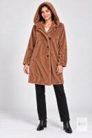 NEW Brown Faux Fur Coat, Medium, Button Closure, Large Collar, Polyester, Women's
