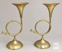 Pair of Decorative Brass Horn Candle Holders, 9.75" H, Made in India