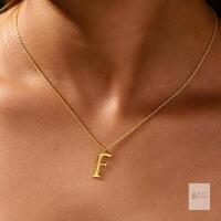 NEW Momlovu Elegant Gold-Tone &ldquo;F&rdquo; Initial Pendant Necklace