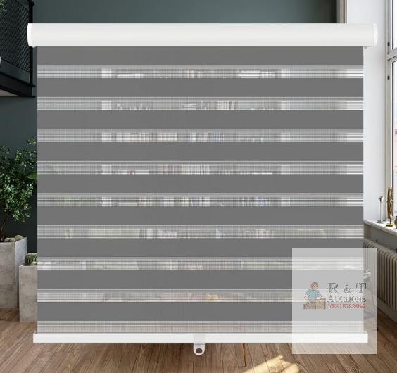 LUCKUP Cordless Zebra Blinds Roller Shades, Dark Grey, 21" x 72", Dual Layer Sheer Fabric