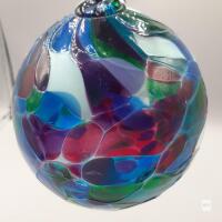 Hand-Blown Glass Friendship Ball Ornament, Swirl Mosaic, 6 in Diameter, Multicolored, Hanging Loop