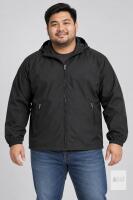 NEW Liyixiang 3XL Black Hooded Windbreaker Jacket with Zippered Pockets