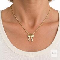 New Risamil Gold-Tone Bow Pendant Necklace