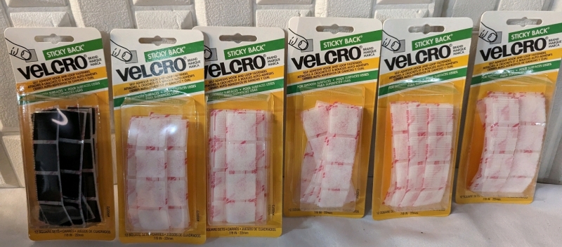 6 New Velcro Sticky back Hook and Loop Fasteners 12 pack.