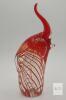 Murano Style Hand-Blown Glass Elephant Figurine, 8 Inch Tall, Red and Clear Latticino Pattern - 3