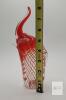 Murano Style Hand-Blown Glass Elephant Figurine, 8 Inch Tall, Red and Clear Latticino Pattern - 4