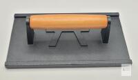 Cast Iron Grill Press with Wooden Handle, Ribbed Base, 8.25" x 4.5" Heavy-Duty Bacon Press
