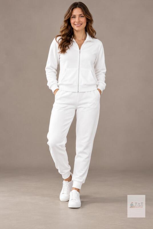 NEW SMALL JANPRINT Women&rsquo;s Black Ribbed 2-Piece Quarter-Zip Lounge Tracksuit Set