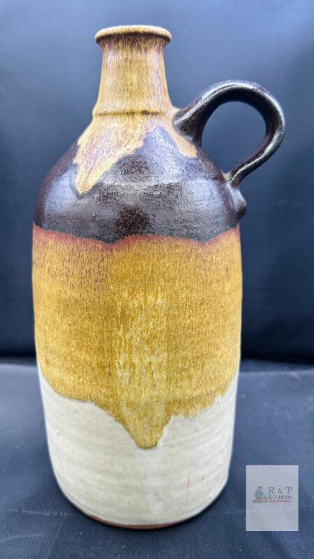 Antique German Stoneware Jug, 1 Gallon, Drip-Glazed, Hand-Thrown