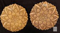 Mandala Embossed Decorative Plates, Gold & Silver Finish, 15in Diameter, Ornate Scalloped Edges