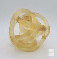 Amber Glass Knot Sculpture &ndash; Hand-Blown, 5" Decorative Art Piece