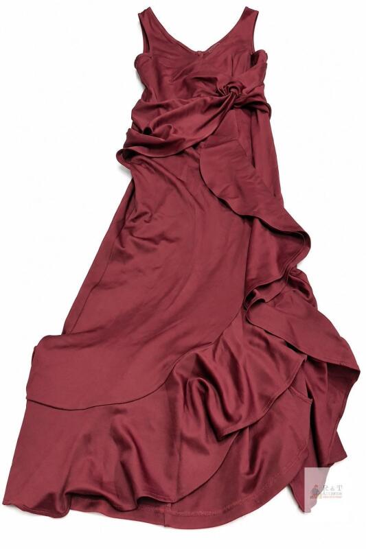 New BERYLOVE Burgundy Twist-Front Ruffle Formal Dress, Size Medium