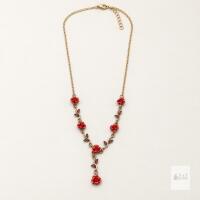 New Red Rose Vine Y-Necklace