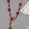New Red Rose Vine Y-Necklace - 2