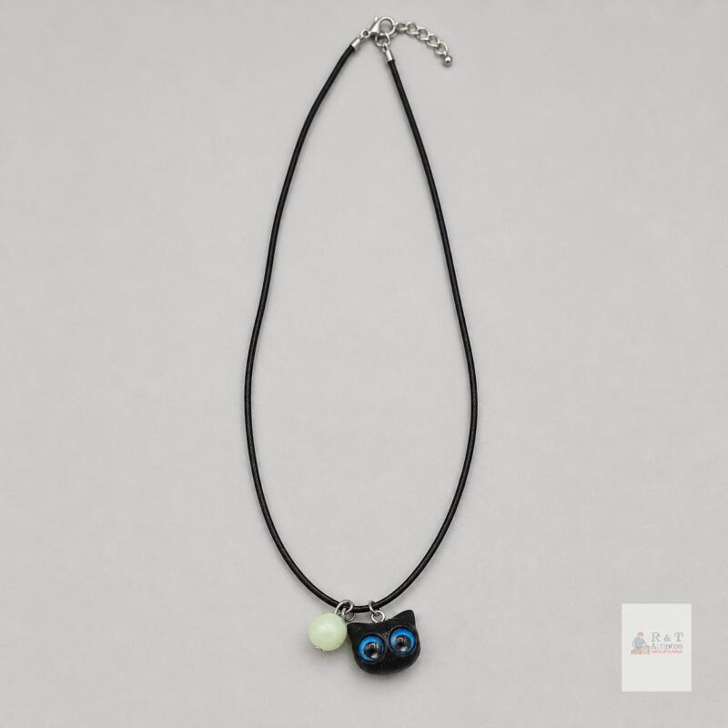 New Blue-Eyed Black Cat Charm Necklace