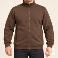 New Brown Full-Zip Sweatshirt Jacket, Large, with Dialysis-Friendly Arm Zippers