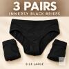 new INNERSY Women&rsquo;s Black Briefs, Size Large, 3 Pairs