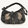 New NEW Charcoal Denim Shoulder Bag with Studded Details & Buckle Accents - 2