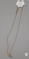 NEW Gold-Tone Stainless Steel Necklace Cable Chain with Cross Pendant, 18" Length, Lobster Clasp
