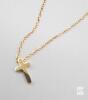 NEW Gold-Tone Stainless Steel Necklace Cable Chain with Cross Pendant, 18" Length, Lobster Clasp - 3