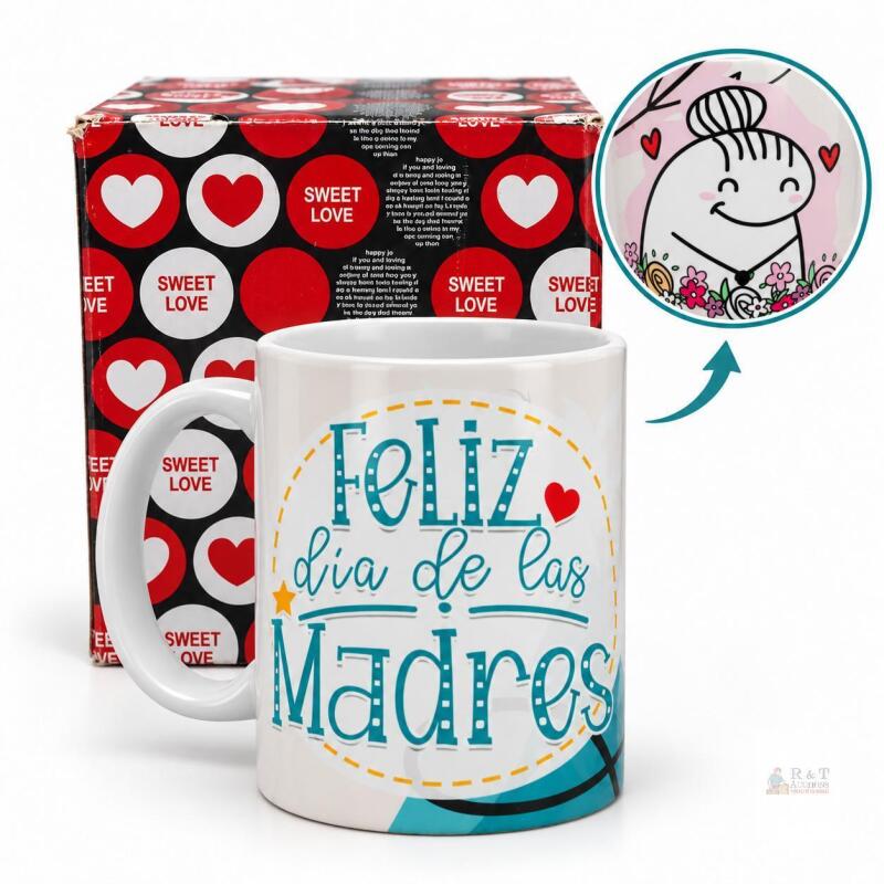new Single Two-Sided Ceramic Mom Mug with Sweet Love Gift Box
