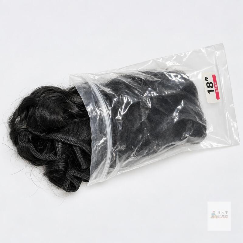18-Inch Human Hair Weft Bundle, Natural Black, Straight, 100g, Sew-In Extension