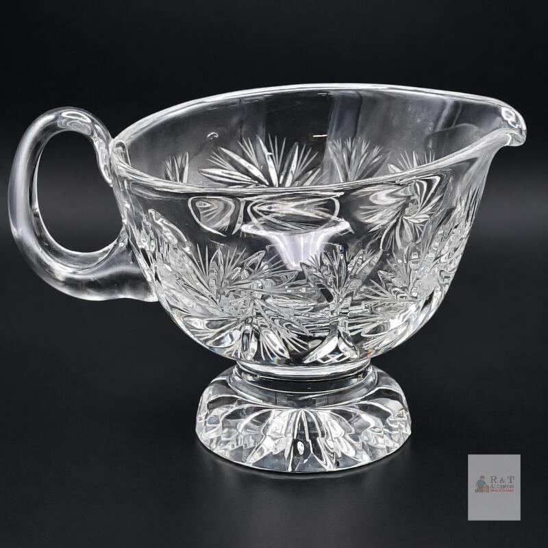 Pinwheel Pattern Footed Glass Gravy Boat