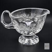 Pinwheel Pattern Footed Glass Gravy Boat