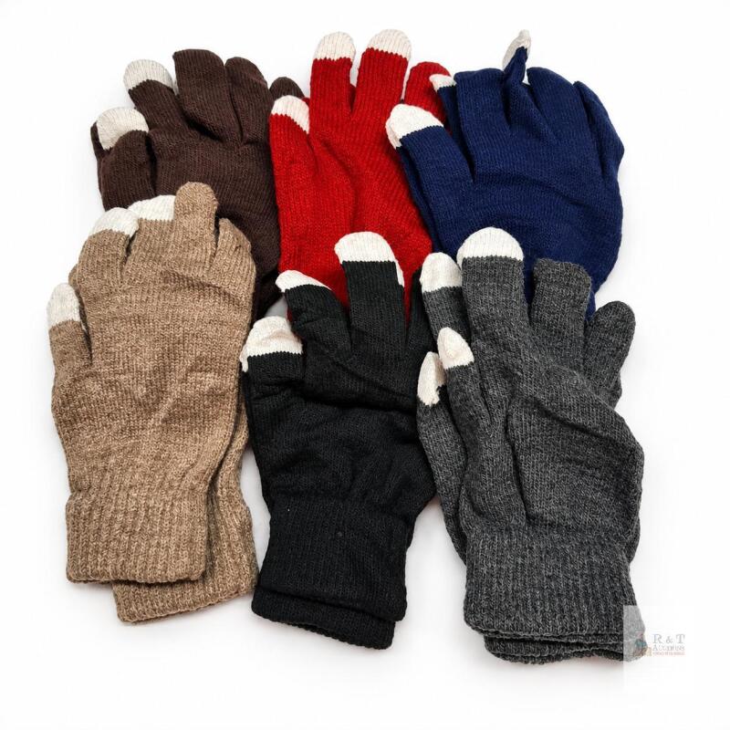 New Adult Touch screen Knit Winter Gloves Lot &ndash; 6 Assorted Colours