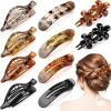 New 10 Pcs Tortoiseshell Flat Claw Clips Set, 3 Styles French Hair Clips, Strong Hold No Slip Design for Thin Thick Curly Hair, Women Daily Hair Accessories