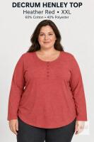 New Decrum Heather Red Long-Sleeve Henley Top &ndash; XXL