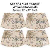 New Set of 4 &ldquo;Let It Snow&rdquo; Woven Placemats &ndash; Approx. 16" &times; 11" Each
