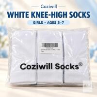 New Coziwill Girls&rsquo; White Knee-High Socks &ndash; Ages 5&ndash;7