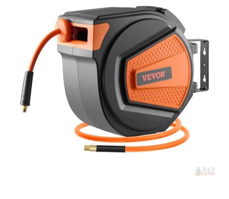 NEW VEVOR NWA-D20 Retractable Air Hose Reel, 65 ft x 3/8 in, 300 PSI, Hybrid Polymer Hose