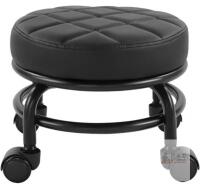 new FURWOO Mechanic Rolling Stool Black, PU Leather, 14.6" x 12.8" x 10", 300lb Capacity, 4 Wheels