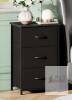 NEW Eunos Black Nightstand with 3 Removable Fabric Drawers, Steel Frame, and Adjustable Feet - 2