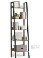 NEW VASAGLE LLS109B50V3 5-Tier Ladder Shelf, 66.9in Tall, Camel Brown/Black, Metal Frame, 13.3in Wide