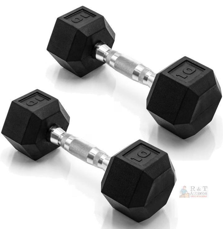NEW CAP Barbell 10 lb Coated Hex Dumbbell Pair with Ergonomic Steel Handles