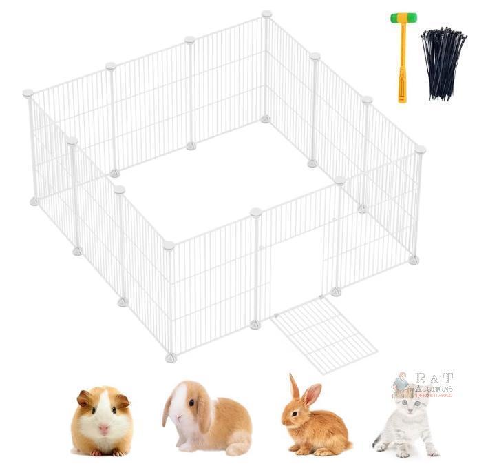 NEW 12-Panel Small Animal Metal Wire Playpen/Exercise Pen for Pets (White, Indoor/Outdoor)