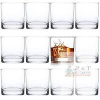 NEW Set of 12 Clear Glass Whiskey Tumblers, 10 oz Capacity, Thick-Bottomed Design