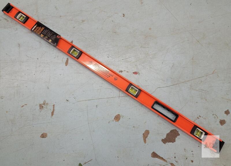 NEW Johnson 48" Heavy Duty Aluminum I-Beam Level, 4 Vials, Grip Tight,